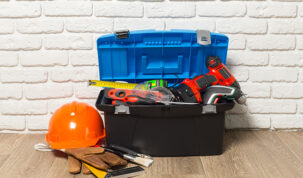 Support service concept. Toolbox with tools